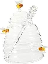 FUNNETOYU 4 Pack Honey Pots Dippers Glass Honey Jar Dispenser Home Syrup Container Pickle Jam Snack Storage No Burrs