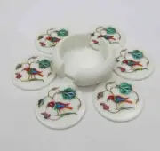 Marvelous blue lapis Marble Inlay Tea Coffee Coaster Set Kitchen table Decor k6