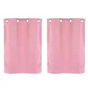 Short Tier Curtains, 29"W x 35"L French Window Half Curtain 2 Panels, Pink