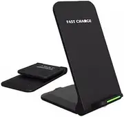 FOLDABLE Universal 15W Wireless Charger stand, Small Portable Qi Fast Charger Wireless Charging Stand Deck Holder Dock Pad LED Type C Cable for iPhone, Huawei, Xiaomi, Samsung, HTC (No AC Adapter)