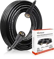 Kink Resistant Power Washer Hose 25 FT 1/4 Inch M22 14mm 3300 PSI, Ufixed Flexible High Pressure Washer Hose Extension Brass Connector, Fit to All Electric and Gas High Pressure Washer