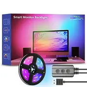 Smart Monitor Backlight Strip, RGBIC Addressable Dream Color LED Strip Light Syncs with Screen Display for Computer and TV, Colorful E-Sports Ambient Lighting,