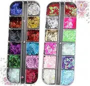 MUSISALY Butterfly Sequin Set 12 Colors Glitter Powders Eye Shadow Sequins Manicure Sticker Perfect for Nail Art