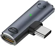 CY Audio Adapter USB-C Type-C to 3.5mm Audio DAC AUX Music 16bit 48kHz & 100W PD Power Adapter for Laptop Tablet Phone