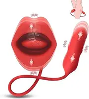 2 in 1 Women Sex Toy Sucking/Licking Vibrator and Thrusting Dildo for Woman Thick Lips Sucking Flexible Tongue Licking and Dildo Vibrator for Clitoris G-spot Vagina Nipples Anus for Women