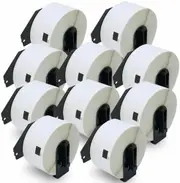 TAVICE 10 Pack Brother DK-11208 Compatible Black Text on White Die-Cut Paper Label Roll 38mm x 90mm - 400 Labels per Roll