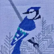 Blue Jay Bird - Hand Painted Needlepoint Canvas