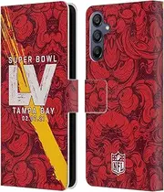 Head Case Designs Officially Licensed NFL Pattern 2021 Super Bowl 55 Leather Book Wallet Case Cover Compatible with Samsung Galaxy A15
