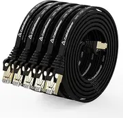 CableGeeker Cat 8 Ethernet Cable 7FT 5 Pack All-Black, 40Gbps 2000Mhz High Speed LAN Network Cable Gigabit Cat8 Patch Cables, Professional RJ45 Flat Internet Cable for Modem/Router/PC/PS5/Xbox