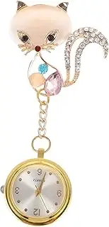 [WOFASHPURET] 1pc Pocket Watch Rhinestones Watch Fob Watch Clip Watch Watches Retractable Chain for Pants Digital Watch Waterproof Watch Nursing Nurse Pink Watch Galaxy Quartz Golden