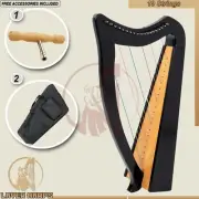 19 String Harp with Levers Black Shine by Layer Harp Free Strings Set Key Bag