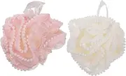 WESIEVYA 2 Pack Exfoliating Bath Flower Absorbent Shower Bath Scrubber Soft Body Wash Ball Accessories Cleaning Scrubber Random Color