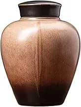Chinese tea caddy,Ceramic jar, Ceramics Loose Leaf Tea Storage Canister Pot, Keep Bulk Tea Tidy and Fresh, Sealed Food Storage Container Tea Storage Containers, 410ML Loose Tea Storage Containers(Brow
