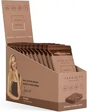 JSHealth Protein Bar - Double Choc Chip | Chocolate Protein Bars | High Protein Box of 12 x 45g Bars, Gluten-Free + Vegan-Friendly + Dairy-Free Ingredients
