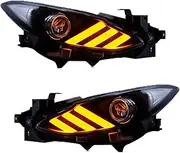 2PC Headlight Compatible For Mazda 3 Axela LED Headlights 2014-2019 Head Lamp Car Styling DRL Signal Projector Lens Automotive Accessories(For 2017-2019,No Bulb)