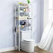 SPXMQSS Over Toilet Storage, Over Washing Machine Storage Unit, 4-Tier Bathroom Storage Rack, Freestanding Toilet Space Saver with Adjustable Shelves, 60x24x173cm A