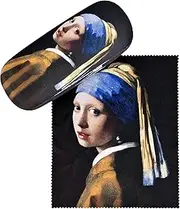 [VON LILIENFELD] Glasses Case Jan Vermeer: The Girl with the Pearl Earring Art Motif Case Glasses Microfibre Glasses Cleaning Cloth Glasses Box Sturdy Hard Case Set Covered with Fabric, multicoloured
