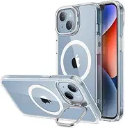ESR for iPhone 13 Case/iPhone 14 Case, Compatible with MagSafe, Built-in Camera Ring Stand, Military-Grade Protection, Magnetic Phone Case for iPhone 13/14, Classic Kickstand Case (HaloLock), Clear