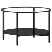 vidaXL Tea Table Black and Transparent Tempered Glass Sofa Coffee Centre Table