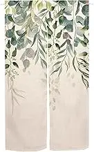Green Leaves Eucalyptus Noren Japanese Curtain Doorway Curtain, Watercolor Flower Green Leaf Tapestry for Wall Hanging,Japanese Noren Bedroom Partition Kithchen Divider Bathroom Door Decor, 33.5"x 59"