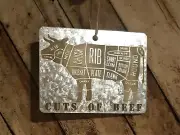 Engraved CUTS OF BEEF Meat Chart. Decorative Meat Cutting Guide. Grill Decor