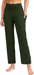 [Generic] Yoga Pants for Women Bottom Leggings Loose Wide Leg Stretch Pants Fold Over Work Pants