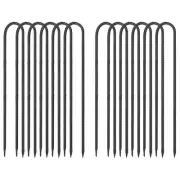 16 Pcs 16" Trampolines Wind Stake, U Shape Rebars Stakes, Black