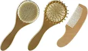 Beatifufu Hairbrush Set 3pc Hair Brush Comb Kit Boys and Girls Shampoo Brush Newborn Scalp Massager Portable Gentle Scalp Care