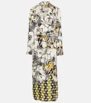 [Dries Van Noten] Dries Van Noten Printed double-breasted satin coat AU 10 multicoloured
