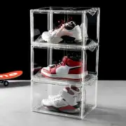 3-Pack Clear Shoe Boxes Stackable Plastic Sneaker Box Container, Magnetic Sid...