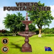 Veneto Fountain 2 Tier Self Contained Cast Iron Outdoor 140cms 2 Cols w/Pump
