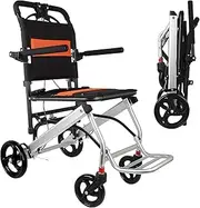 Ultra-Light Transport Wheelchair - Folding Portable Wheelchair with Hand Brake with Bag - Trolleys for Elderly Aircraft Travel for Adults Support 220lbs A
