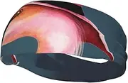 [FHEDVBN] Halloween Flamingo Witch Hat Sweatbands for Men Women Sport Headbands Moisture Wicking Athletic Sweat Band Fashion Non Slip Hairband for Tennis, Basketball, Running, Gym