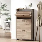 Shoes Storage Rack Cabinet Wooden Organiser 3 Compartments Adjustable Shelves