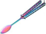 WeiLaiKeQi Butterfly Spoon Butterfly Practice Trainer Portable Outdoor Tableware Butterfly Training Spoon for BBQ Backpacking Hunting, Colorful Handle