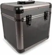 Vinyl Record Titanium Storage Carrying Case for 100 LPs Turntable Albums Black