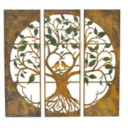 Willow & Silk Laser cut 35cm Metal Tree Of Life 3-Piece Nature Wall Art/Decor