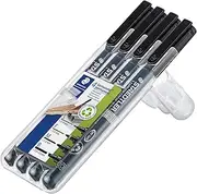 STAEDTLER 31-9WP4GS Lumocolor Permanent Pen Set - Assorted Line Widths, Black (Pack of 4)