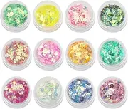 Body Glitter, 12 Colors Night Glow Chunky Glitters Flakes, Glow in The Dark Body Face Glitter for Musical Festival Carnival Party Makeup