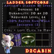 Diablo 2 SCLadderArtisan's Tiara/Diadem of Speed3OS 30FRWPC/SWITCH/PS