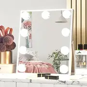 [Elemango] Hollywood Vanity Mirror with Lights, 9 LED Bulbs Hollywood Makeup Mirror, Tabletop Vanity Lighted Mirror with 3 Color Lighting Modes, Smart Touch Control, White