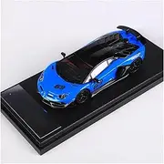 Scale Finished Model Car 1:64 Scale for Lamborghini Aventador SVJ Alloy Die Casting Vehicle Emulation Car Model Exquisite Static Decoration Die-cast Vehicle(Blue)