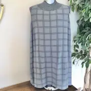 NEW Eileen Fisher 3X Gray Plaid Tunic Top Silk Georgette Crepe Sleeveless XXXL