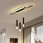 GEADI Modern Chandelier Ceiling Light, Dimmable LED Ceiling Pendant Lighting, 3-Light Indoor Dining Light Fixture for Kitchen Island Dining Room Living Room (62W, Black)