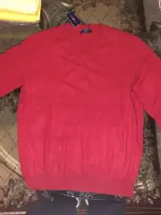NEW Club Room Estate 2PLY $195 Cashmere VNeck Pullover Sweater Mens Large Red