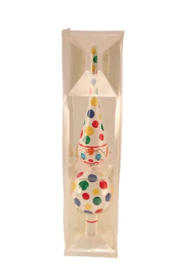New Sealed De Carlini Blown Glass Hand Painted Clown Xmas Tree Topper "14 Italy
