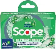Scope Refreshables, On-The-Go Chewable Capsules for Bad Breath Treatment, Powerfully Fresh Spearmint, 60ct
