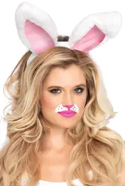 Plush White Bunny Rabbit Ears Costume Headband