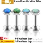 1 Pair Piercing Studs Labrets Opal Internally Threaded Bar Steel Lip Ear Tragus