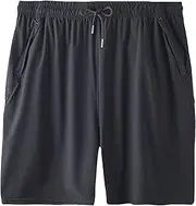 [PHJTOMK] Men's Big Tall Dry Fitted Active Athletic Performance Shorts Jersey Pocket Short Running Workout Activewear, Black 2, 7X-Large